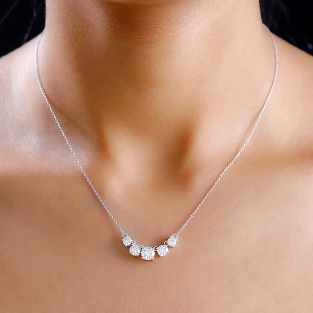 Elegant 2.15 Ct Moissanite Necklace In Rhodium Over Sterling
